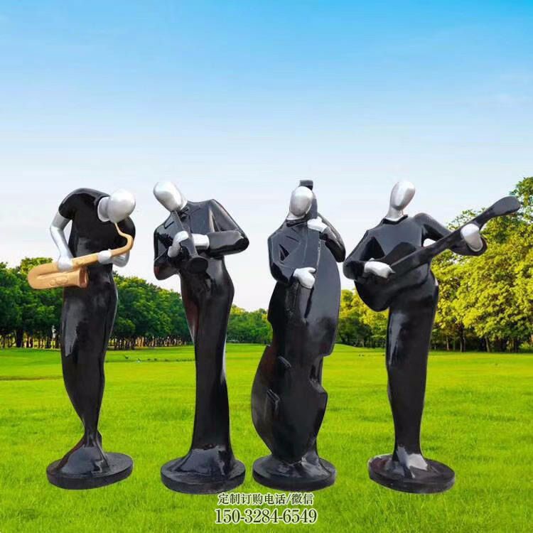 兰州住宅小区吹拉弹唱雕塑 哑光音乐雕塑 公园音乐人雕塑