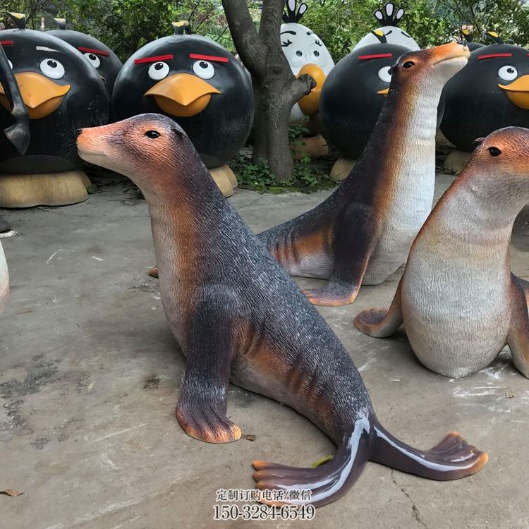 平凉园林海豹雕塑 风景区仿真雕塑 广场小品